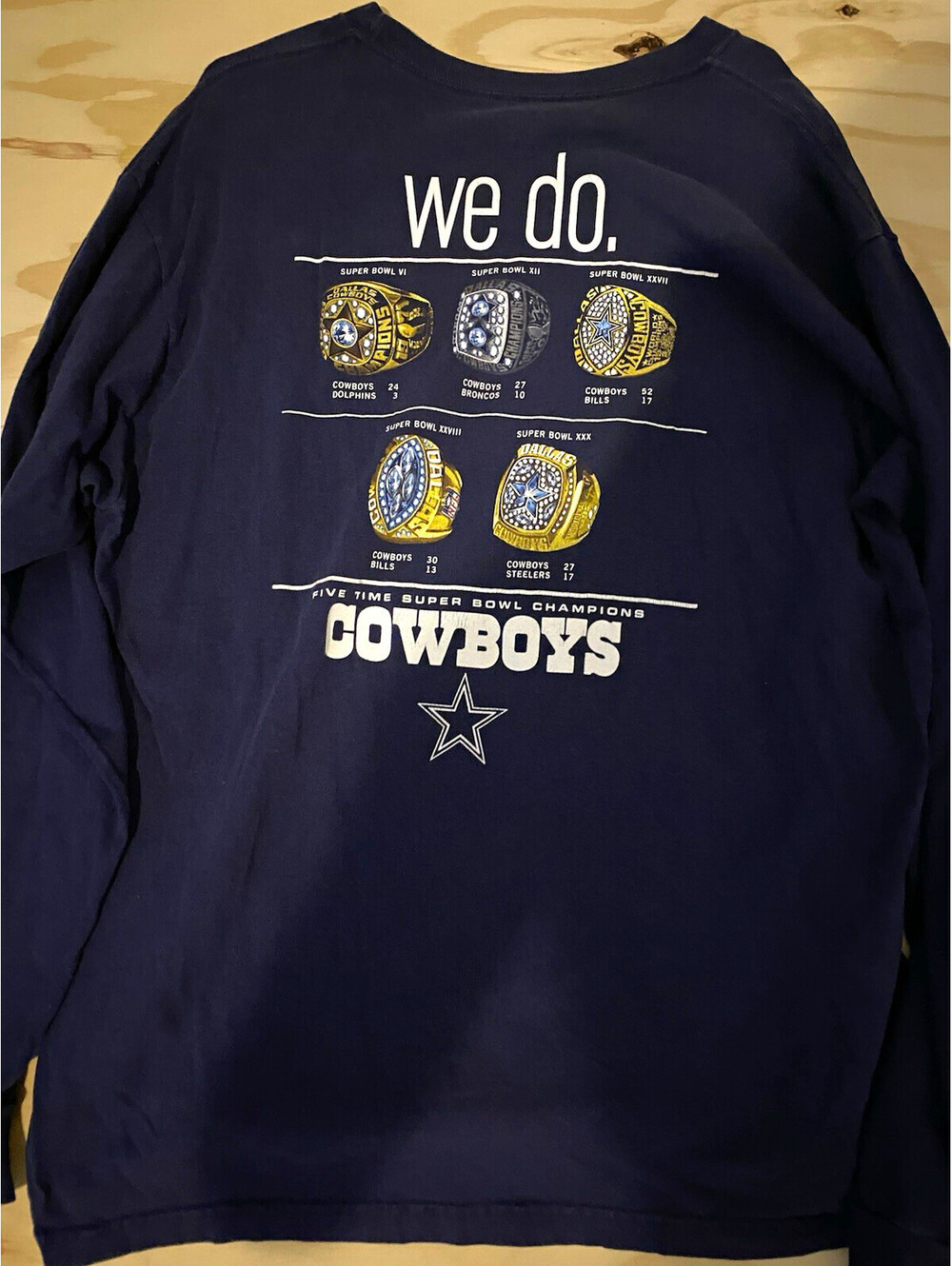 Reebok NFL Dallas Cowboys Super Bowl Men’s Size M Blue Long Sleeve Shirt
